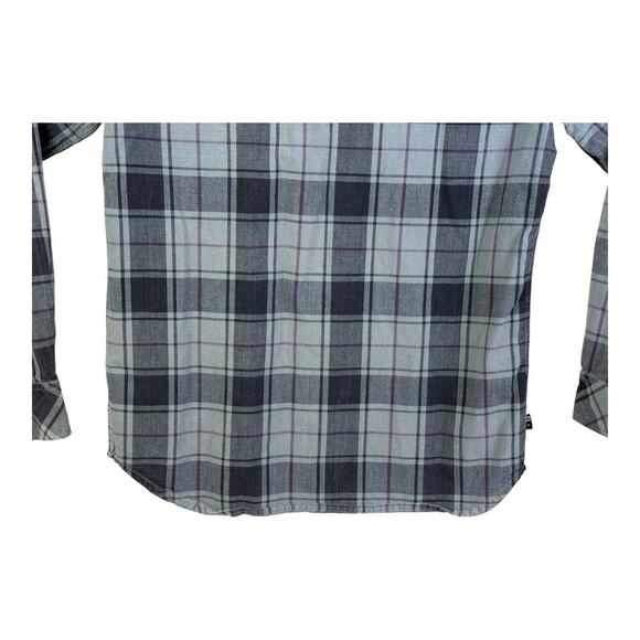 Fourstar Flannel Shirt Mens Medium Gray Purple Plaid Street Pirate Skate - Picture 9 of 16